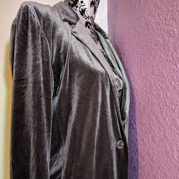 Grey velour style blazer NEW size L - Picture 2 of 6